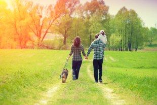 Family Walking Dog